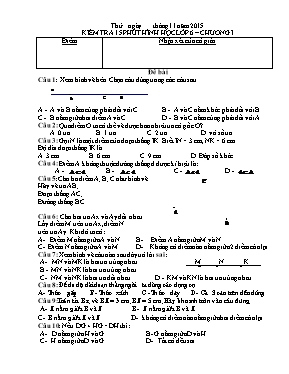 Kiểm tra 15 phút Hình học lớp 6  Chương I